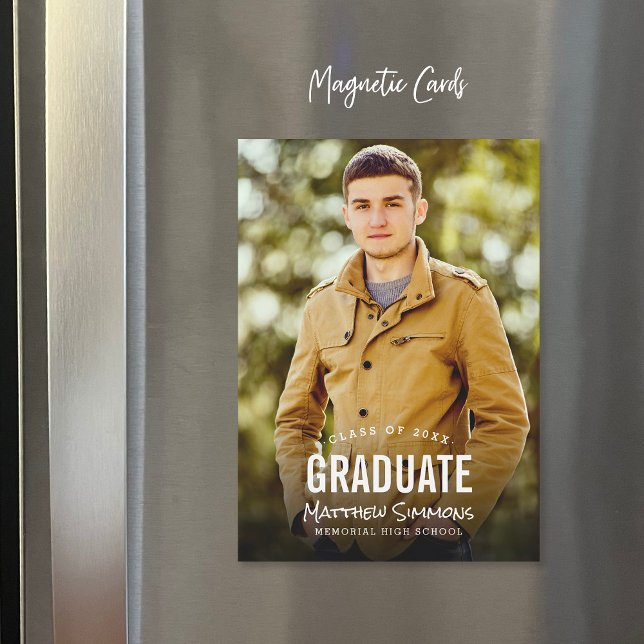 Invitación Magnética Anuncios modernos de graduación magnética de fotos (Subido por el creador)