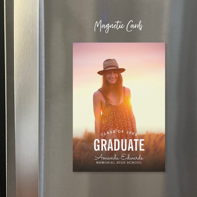 Invitación Magnética Anuncios modernos de graduación magnética de fotos (Subido por el creador)