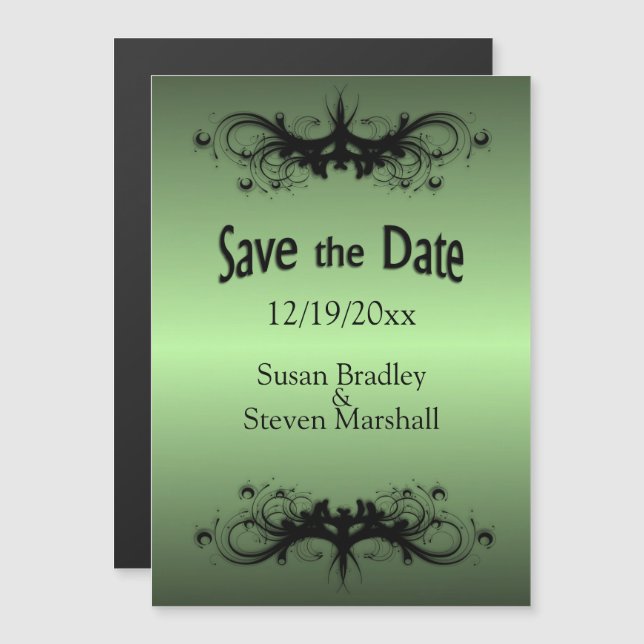 Invitación Magnética Apple Green Save the Date (Anverso/Reverso)