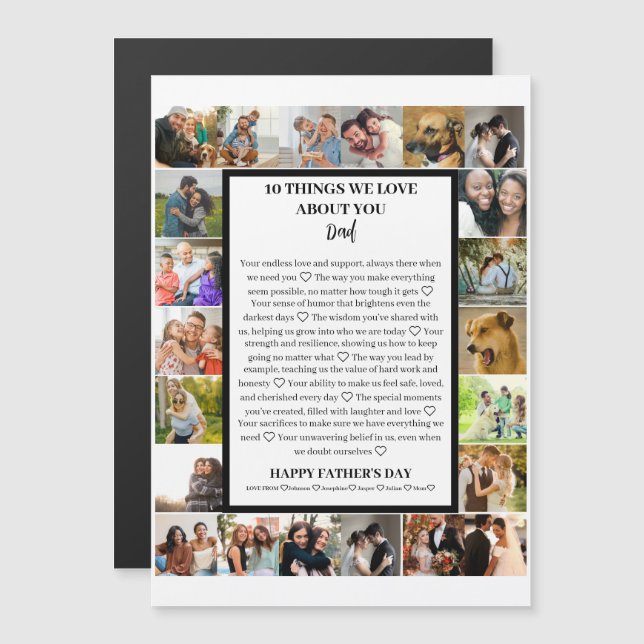 Invitación Magnética Apreciación de papá | Collage de fotos del Día del (Anverso/Reverso)