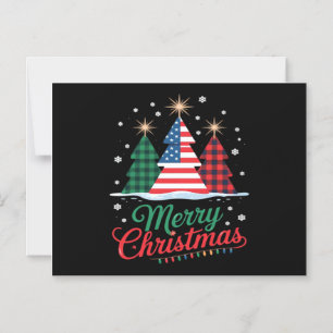 Invitación Magnética Árbol de Navidad Alegre Bandera de EE. UU. Santa E