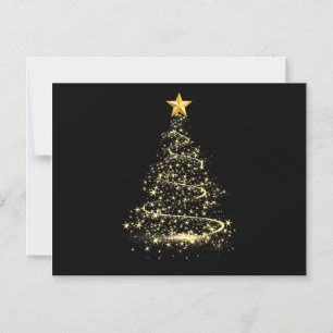 Invitación Magnética Árbol de Navidad Divertido en Dorado Feliz Navidad