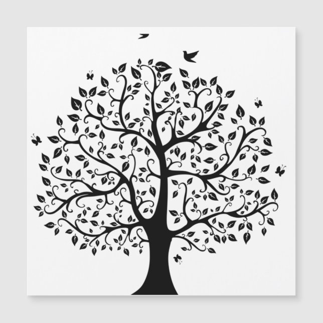 Invitación Magnética Árbol de vida en blanco y negro (Anverso)