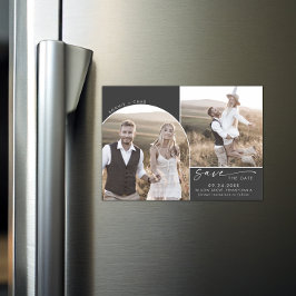 Invitación Magnética Arco Boho moderno | Gray 2 Photo Save the Date