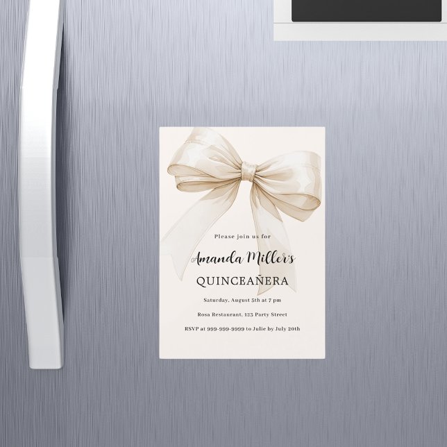 Invitación Magnética Arco crema beige Lujo quinceañero (Subido por el creador)