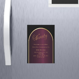 Invitación Magnética Arco de oro burdeos negro lujoso cumpleaños 90