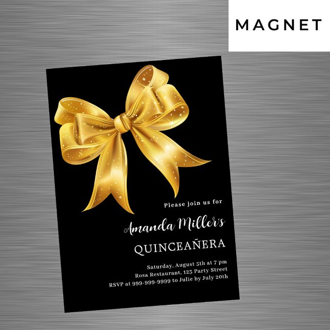 Invitación Magnética Arco dorado negro Lujo Quinceanera (Subido por el creador)