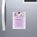 Invitación Magnética Arco violeta de flores moradas verde de lujo cumpl<br><div class="desc">Un fondo de color violeta,  lavanda y un armazón de arco. Decorada con flores y vegetación violeta y violeta de color acuático. Personalice y agregue su nombre y detalles del fiesta.</div>