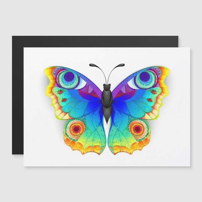 Invitación Magnética Arcoiris mariposa Peacock Eye (Anverso/Reverso)