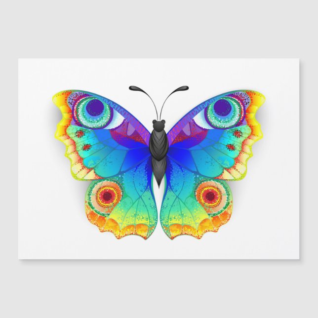 Invitación Magnética Arcoiris mariposa Peacock Eye (Anverso)