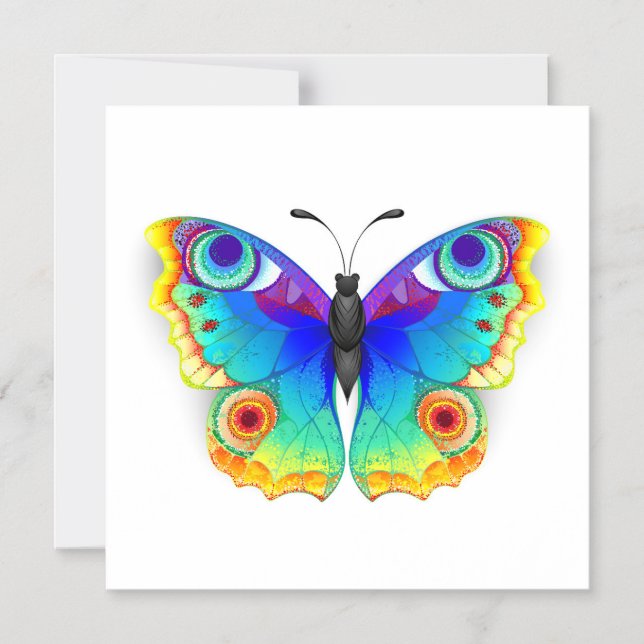 Invitación Magnética Arcoiris mariposa Peacock Eye (Anverso)
