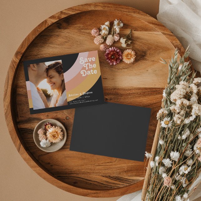 Invitación Magnética Arcoiris Retro Moderno Oscuro Horizontal Guardar L (Subido por el creador)