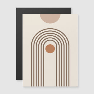 Invitación Magnética Arcoiris y Sol, Arte Geométrico Abstracto Boho