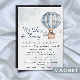 Invitación Magnética ¡Arriba y lejos! Teddy Bear Balloon Baby Shower