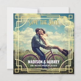 Invitación Magnética Art Deco Añadir tu foto Guardar la fecha Gatsby de