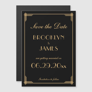 Invitación Magnética Art Deco Gatsby Black Save The Date