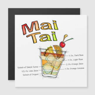 INVITACIÓN MAGNÉTICA ARTE DE LA RECETA DE CÓCTELES MAI TAI