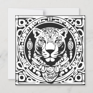 Invitación Magnética Arte de máscara tribal de guerrero jaguar al estil