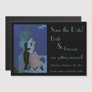 Invitación Magnética Arte Deco Vintage Boda de Recién Casados Ahorra la