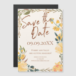 Invitación Magnética Aspen Gold Rosas y Copper Save the Date Magnetic