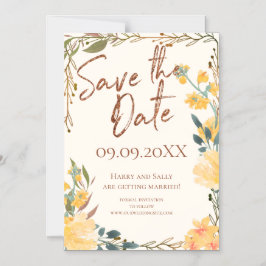 Invitación Magnética Aspen Gold Rosas y Copper Save the Date Magnetic