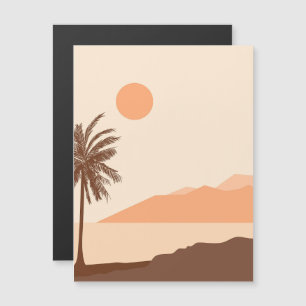 Invitación Magnética Atardecer de palmera, Isla, Arte abstracto boho