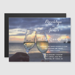Invitación Magnética Atardecer personalizado En La Boda De La Playa Inv