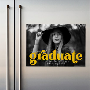 Invitación Magnética Audaz graduación de fotografía de tipografía amari