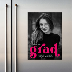 Invitación Magnética Audaz Graduación de fotografía de tipografía de Fu