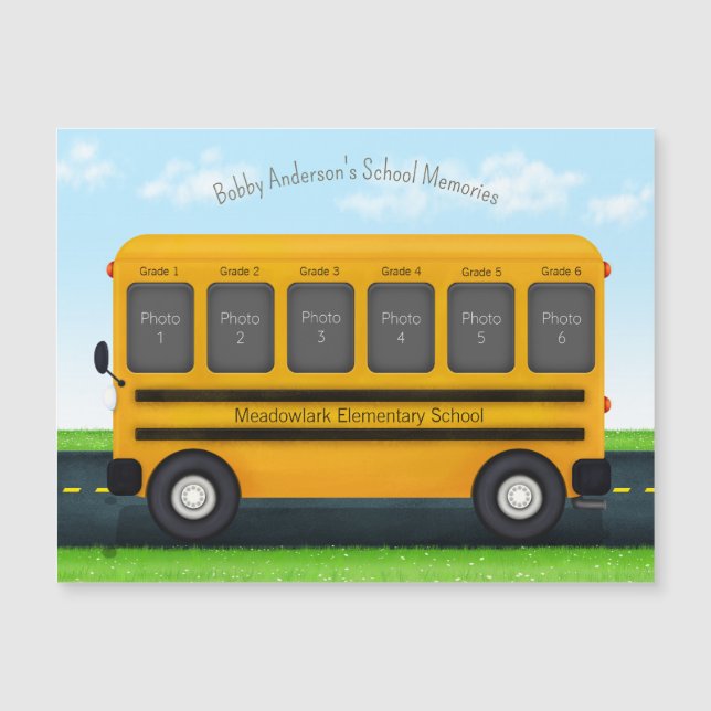 Invitación Magnética Autobús escolar 6 Recuerdos de un Personalizado fo (Anverso)
