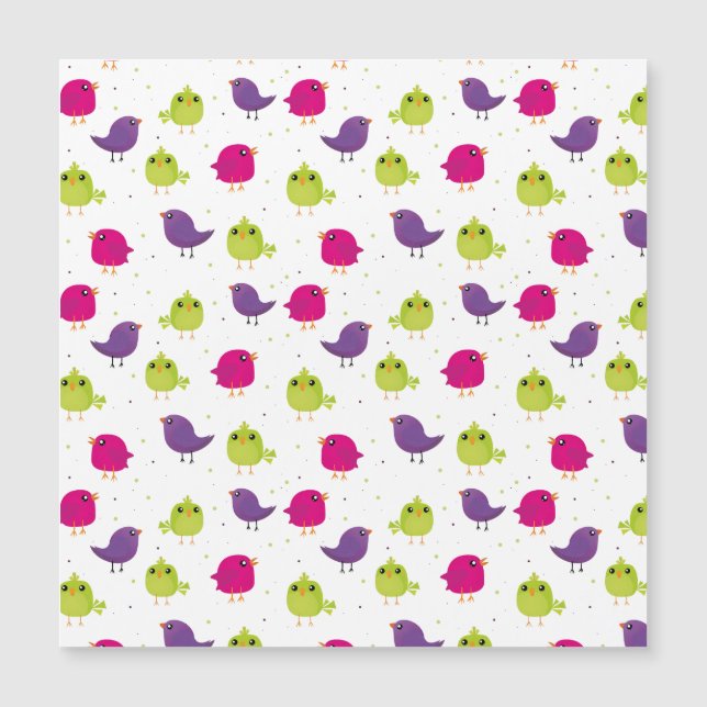 Invitación Magnética Aves alegres y coloridas (Anverso)