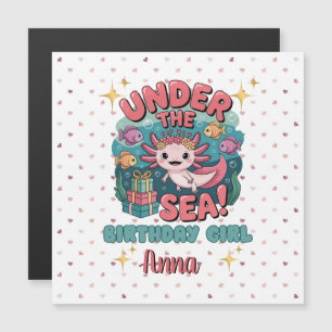 Invitación Magnética Axolotl Under the Sea Birthday Chica Cute Ocean