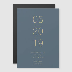 Invitación Magnética Azul de medianoche minimalista Salve la fecha