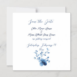 Invitación Magnética Azul sobre azul, flor en flor