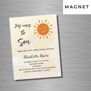 Invitación Magnética Baby Shower aquí viene el lujo del sol del hijo
