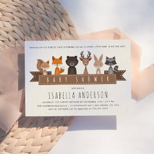 Invitación Magnética Baby Shower de Amigos de los Animales Woodland For