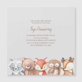 Invitación Magnética Baby Shower de Woodland Animals