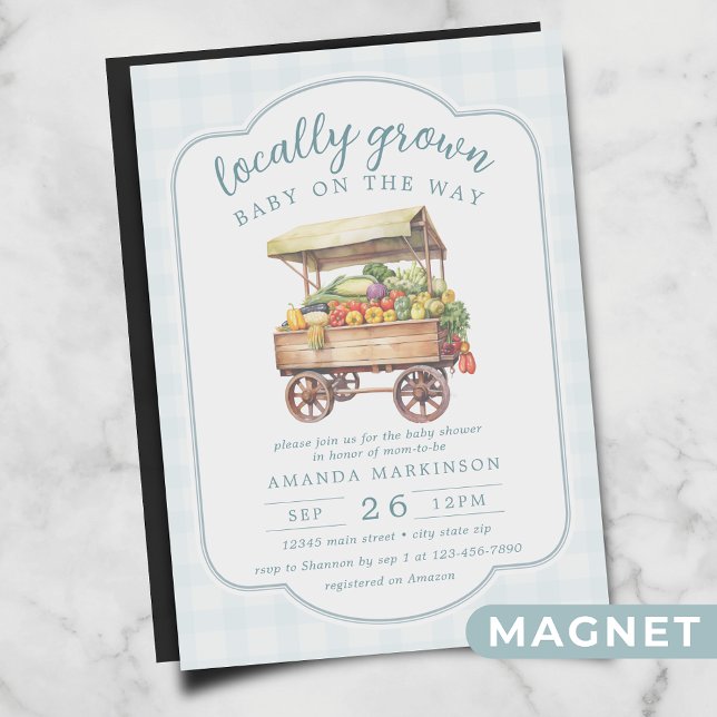 Invitación Magnética Baby Shower Neutral de género de crecimiento local (Subido por el creador)