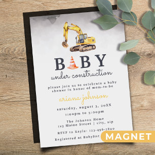 Invitación Magnética Baby Under Construction Boy Baby Shower