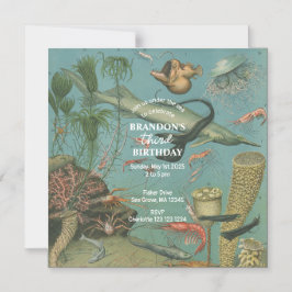 Invitación Magnética Bajo el mar Océano Mar Retro Cumpleaños de los Ani