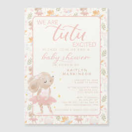 Invitación Magnética Ballerina Mouse Tutu Emocionado Baby Shower