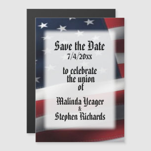 Invitación Magnética Bandera Americana Save the Date Fuente Personaliza