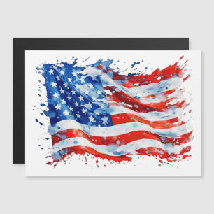 Invitación Magnética Bandera Americana USA Acuarela 4 de Julio