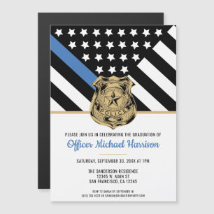 Invitación Magnética Bandera de Línea Azul de la Policía Ley de Graduac