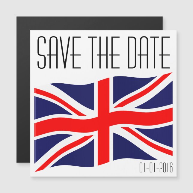 Invitación Magnética Bandera del Reino Unido + tus ideas (Anverso/Reverso)