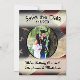 Invitación Magnética Bandera estadounidense salva la fecha con fotograf