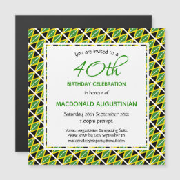 Invitación Magnética BANDERA JAMAICA Personalizada 40 Aniversario