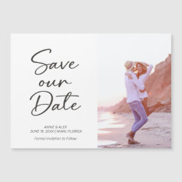 Invitación Magnética Barrera De Guión De Pincel Moderno Guardar La Foto