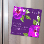 Invitación Magnética Bat Mitzvah salva la fecha color morado de agua fl<br><div class="desc">¡Asegúrate de que todos tus amigos y parientes puedan celebrar el hito de tu hija Bat Mitzvah! Envíe esta moda, impresionante, color de agua floral rosa púrpura con un sencillo y moderno tipo de serif san contra un fondo de ciruela morado oscuro, tarjeta de invitación magnética "Save the Date" personalizada....</div>