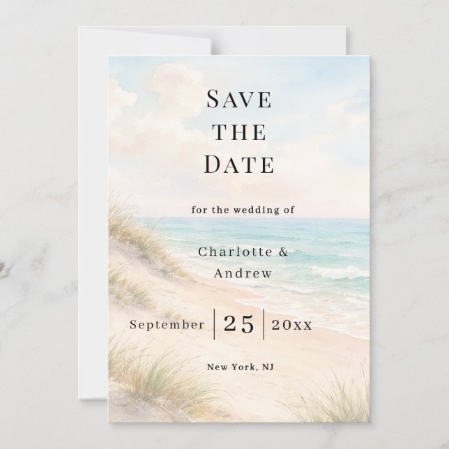 Invitación Magnética Beach coastal modern wedding Save the Date magnet (Anverso)
